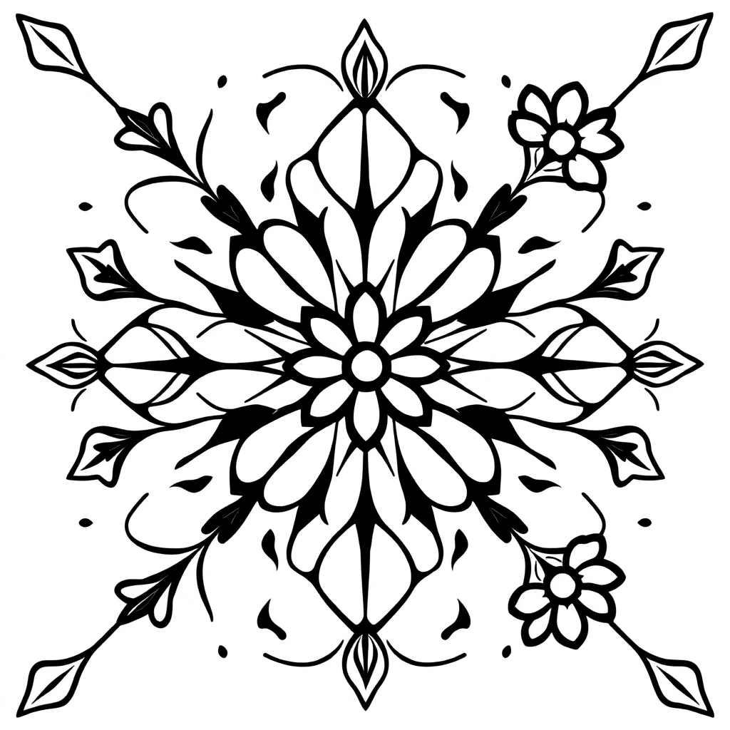 Floral Pattern Tile Coloring Page