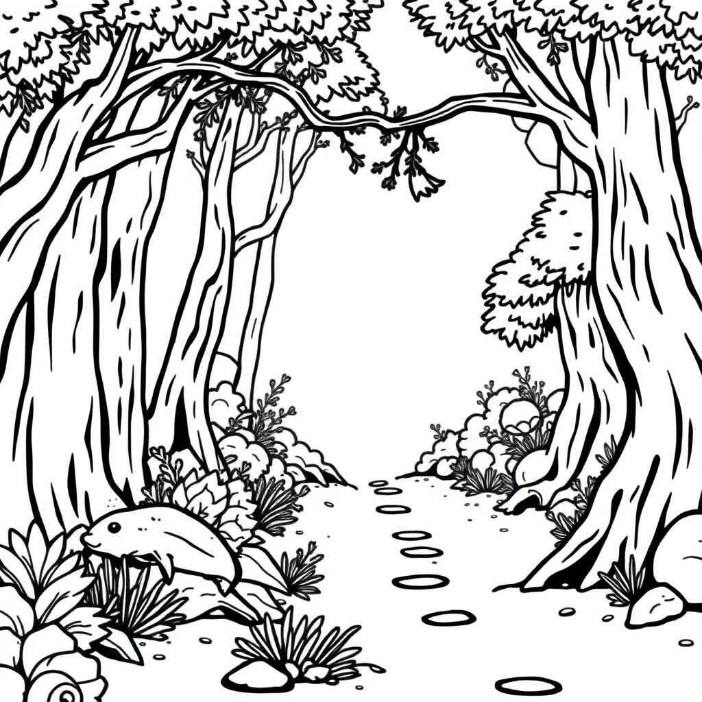 Forest Path Underwater Coloring Page