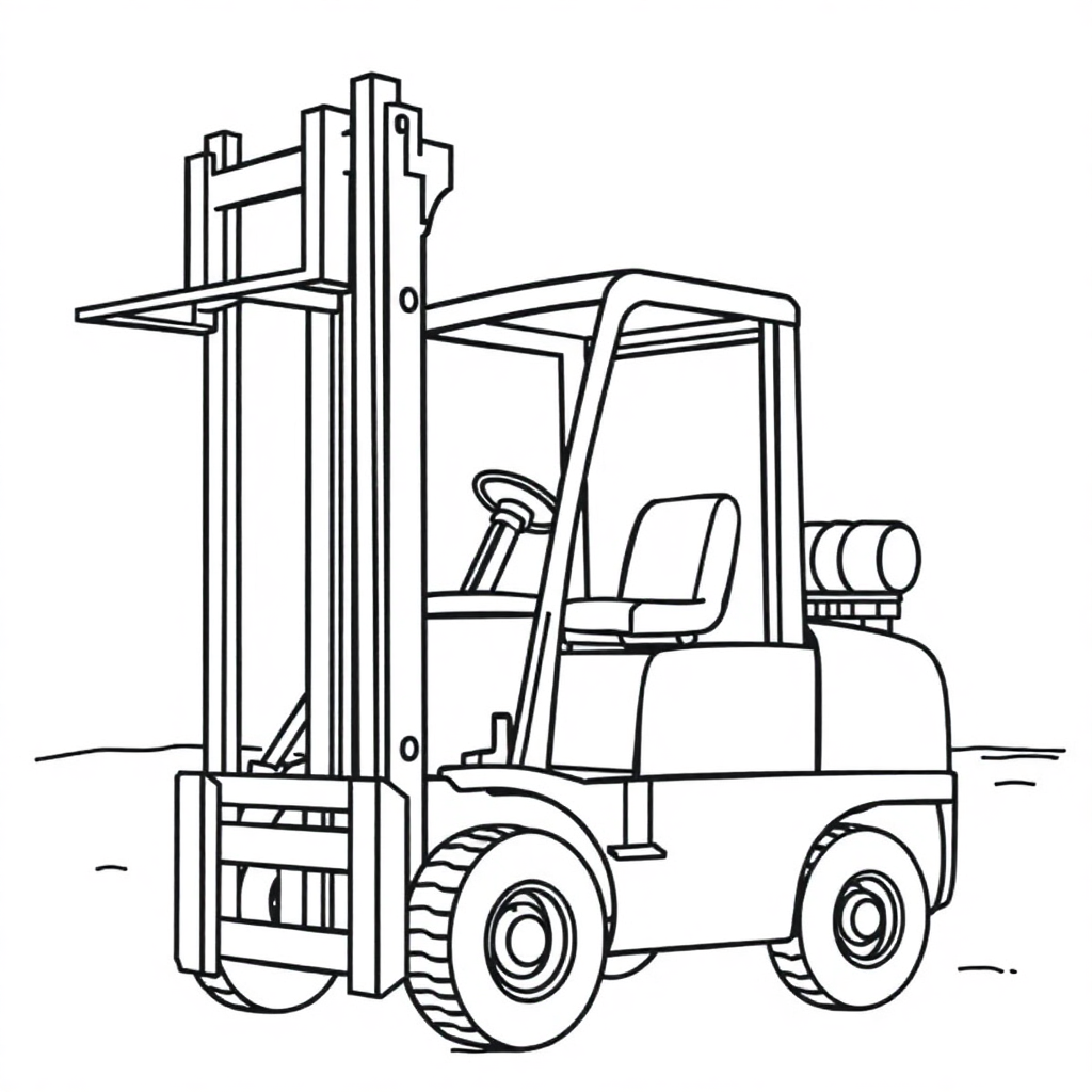 Forklift On Beach Coloring Page