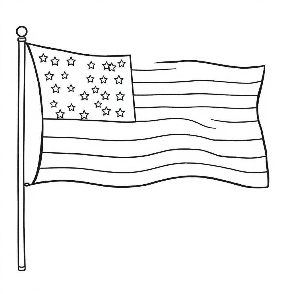 Fourth Of July Flag Coloring Page