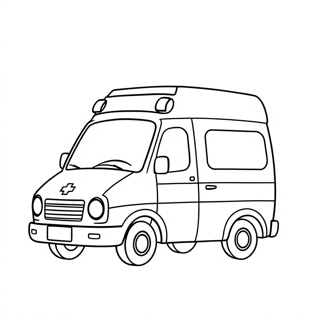 Friendly Ambulance Coloring Page