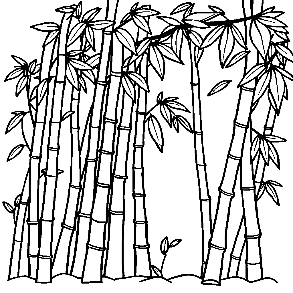 Friendly Bamboo Forest Coloring Page
