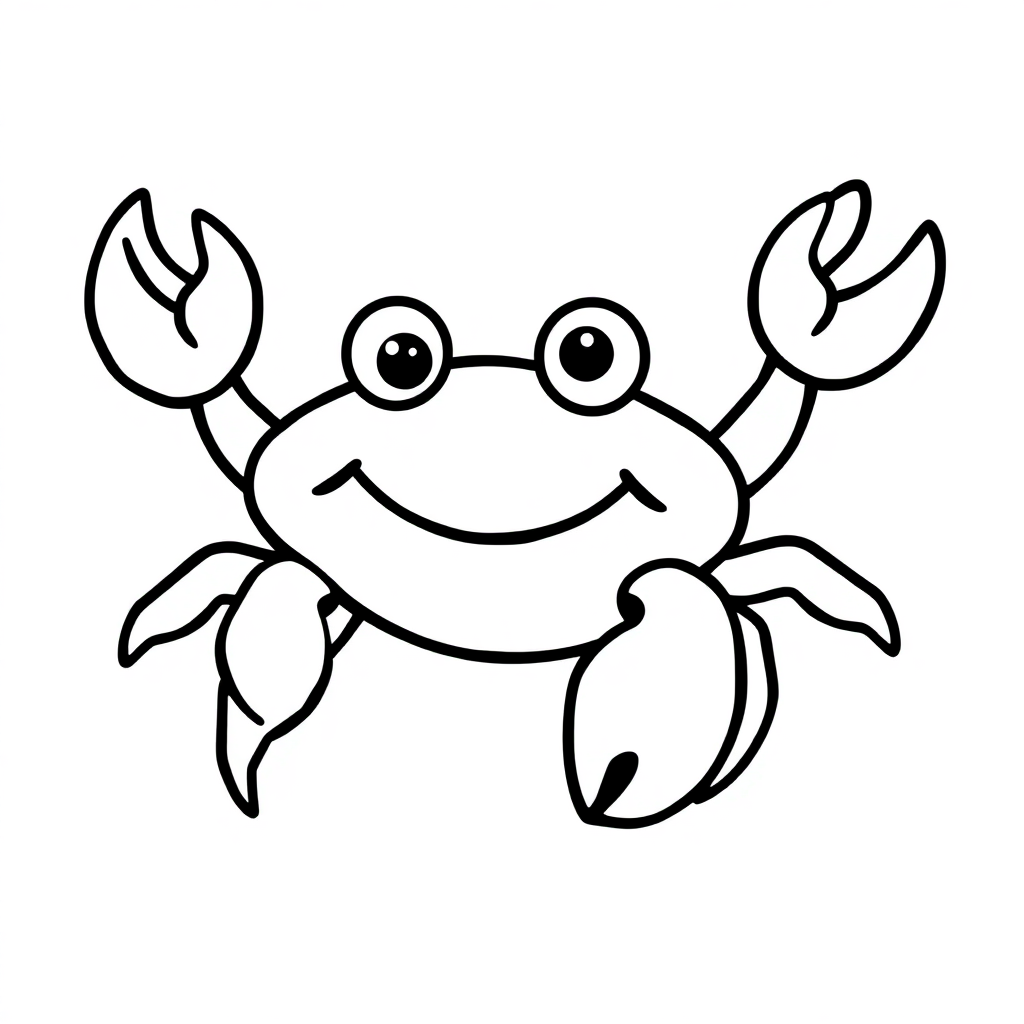 Friendly Crab On Beach Coloring Page