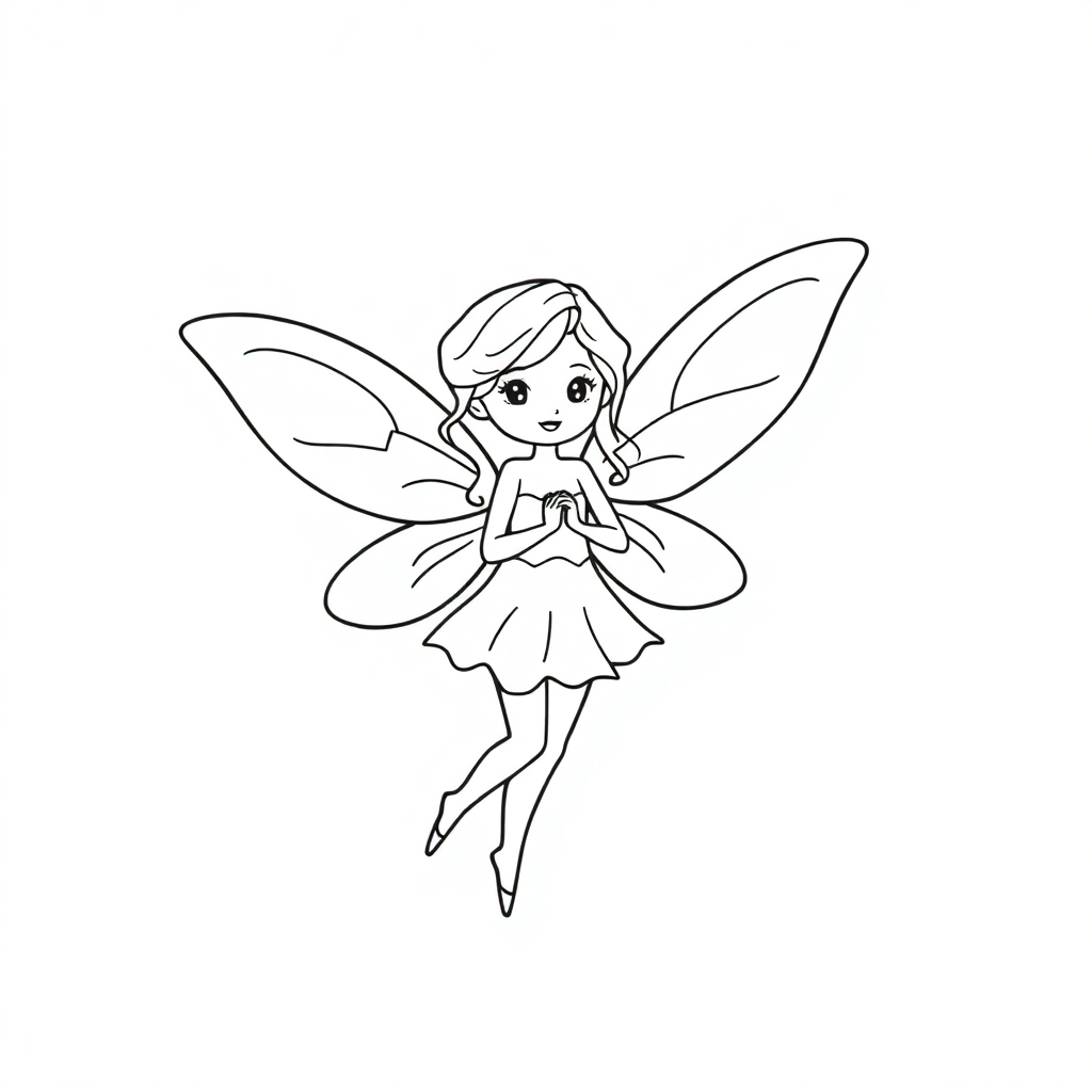 Friendly Fairy With Wings Coloring Page