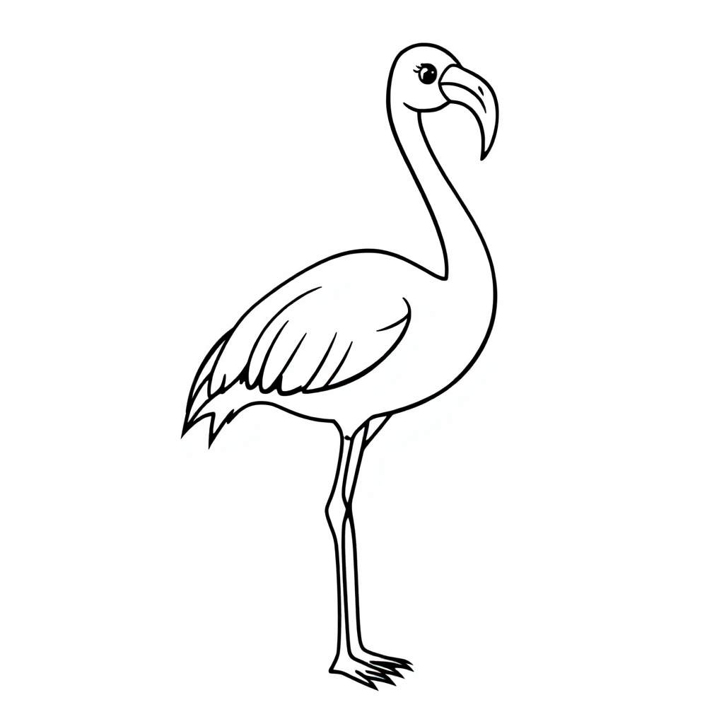 Friendly Flamingo Standing Coloring Page
