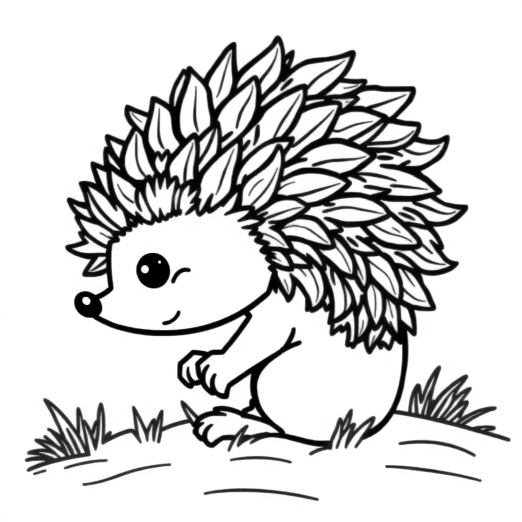Friendly Hedgehog Curled Up Coloring Page