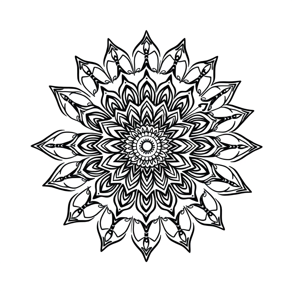 Friendly Indian Style Mandala Coloring Page