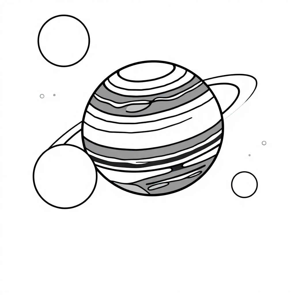 Friendly Jupiter And Moons Coloring Page