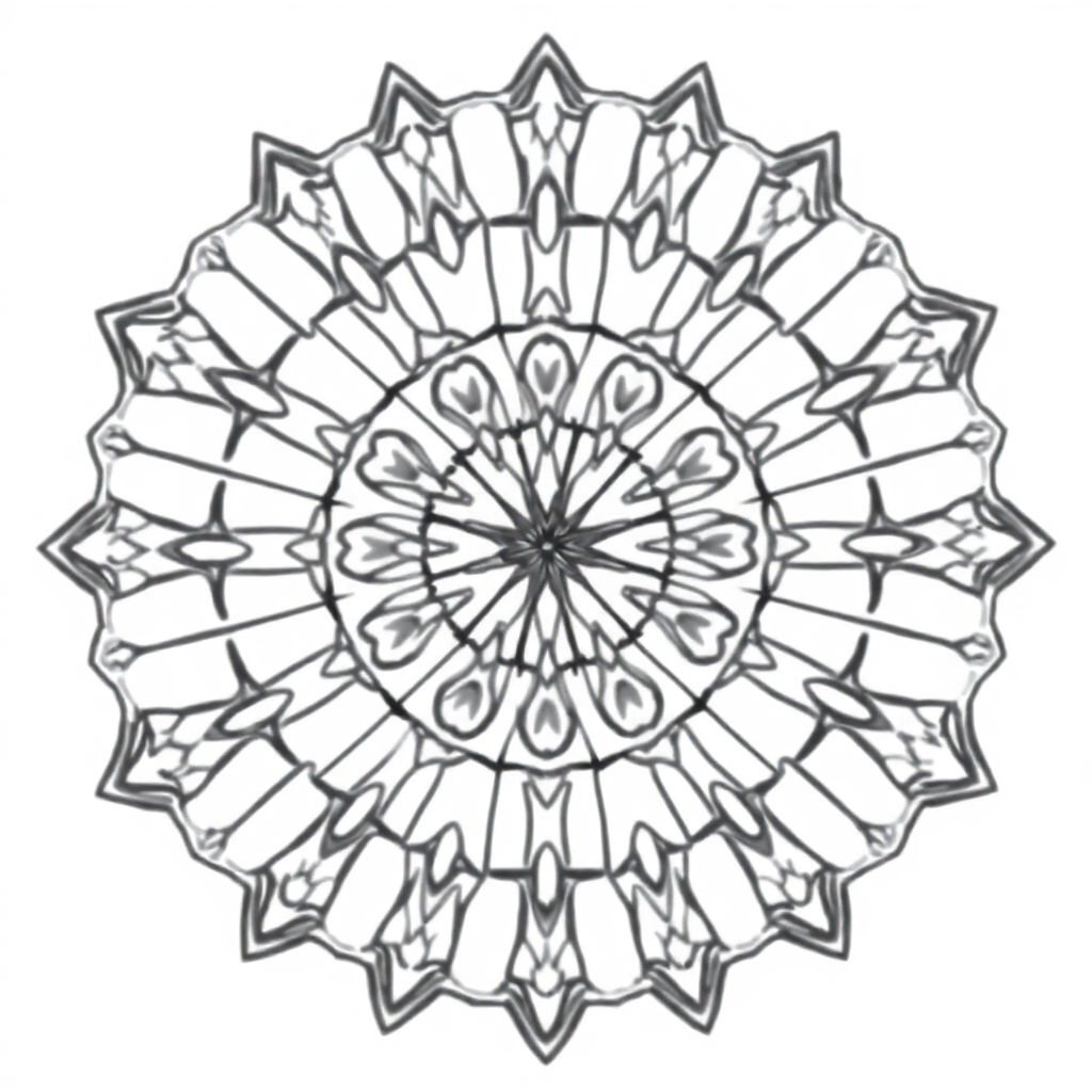 Friendly Kaleidoscope Mandala Coloring Page