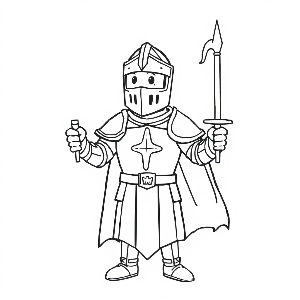 Friendly Knight In Armor Coloring Page