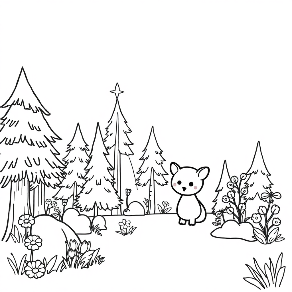 Friendly Magical Forest Coloring Page