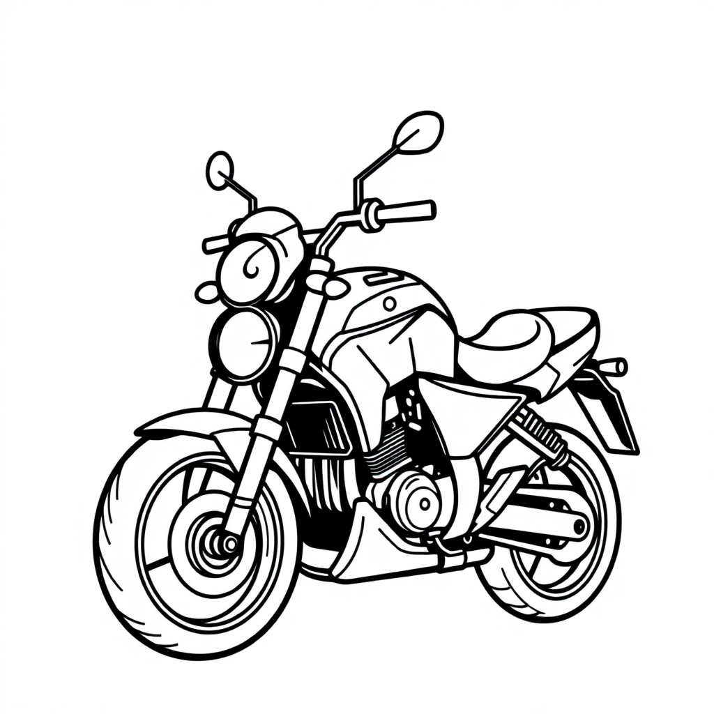 Friendly Motorcycle Coloring Page