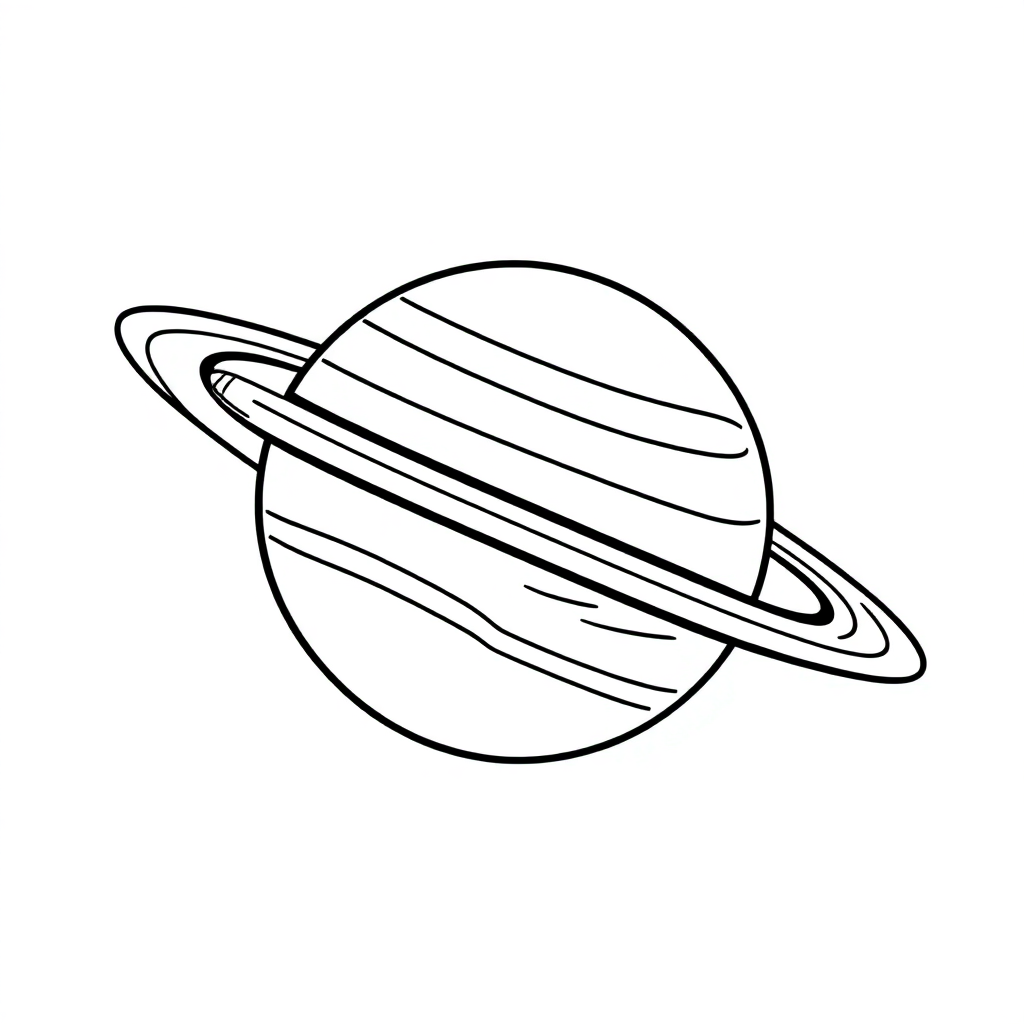 Friendly Planet Saturn With Rings Coloring Page