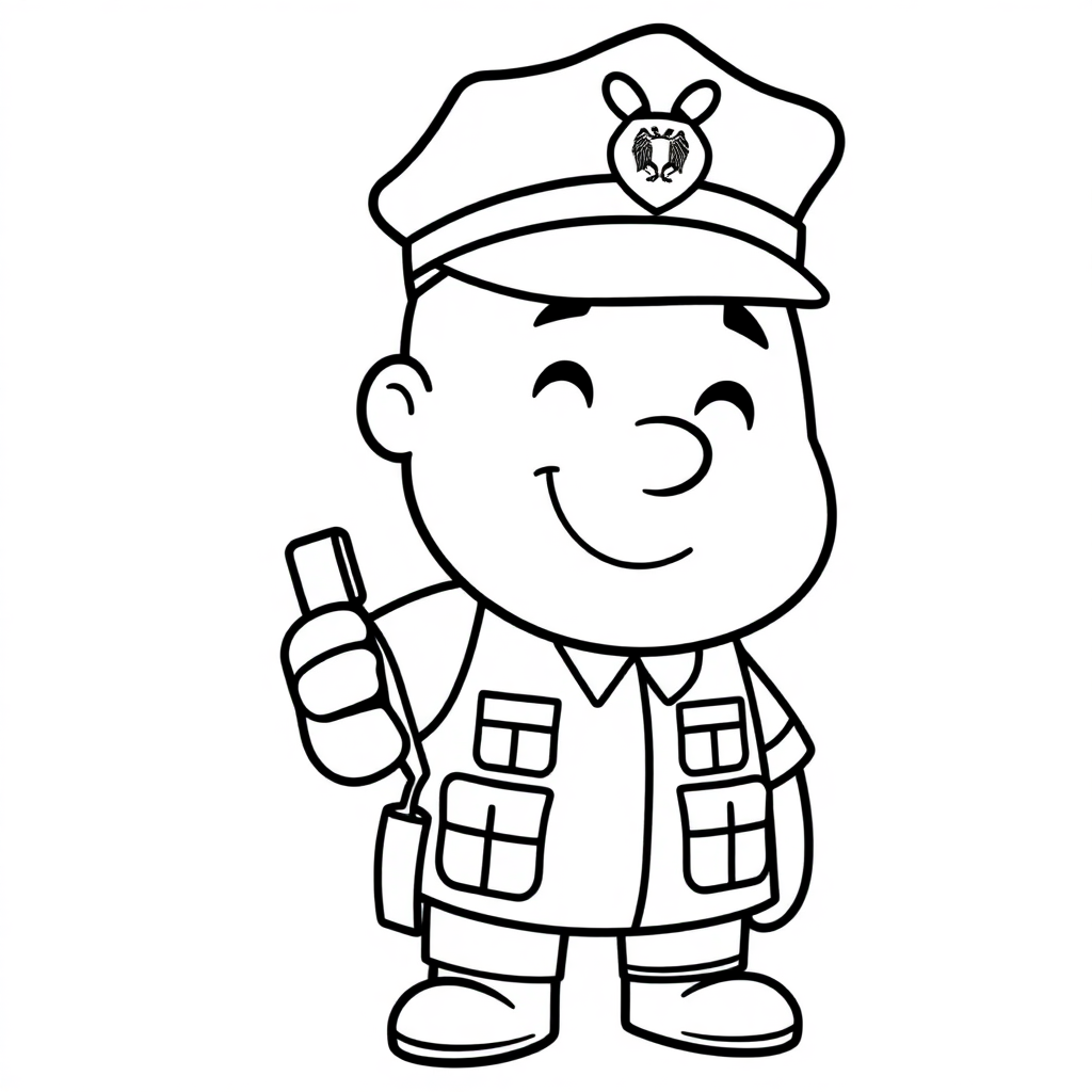 Friendly Police Officer Coloring Page