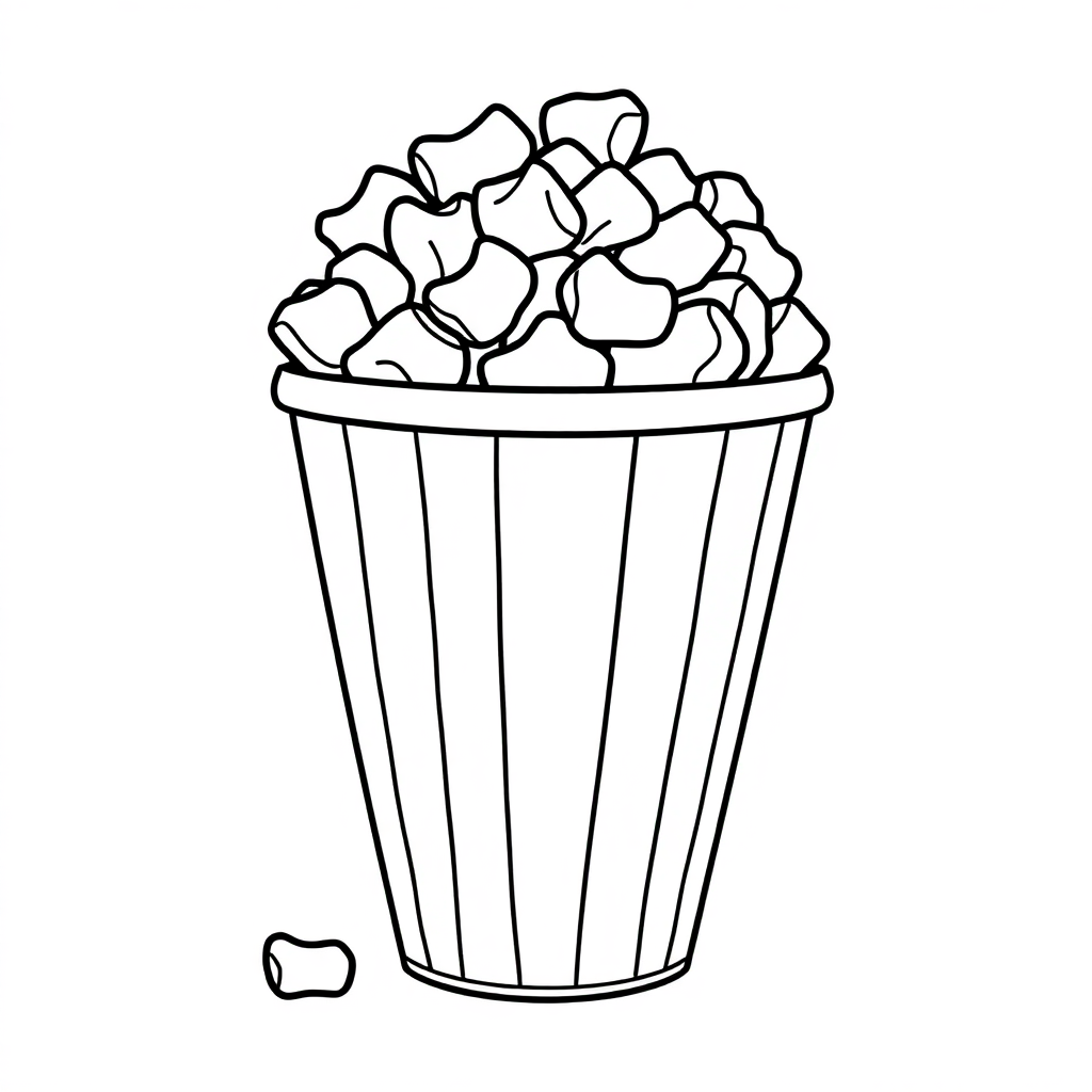 Friendly Popcorn Bucket Coloring Page