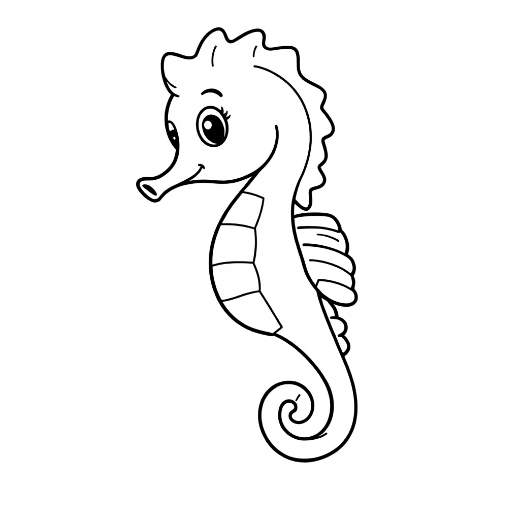 Friendly Seahorse Coloring Page