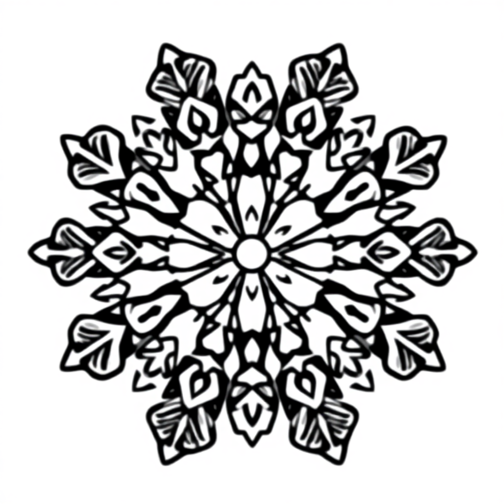 Friendly Snowflake Mandala Coloring Page