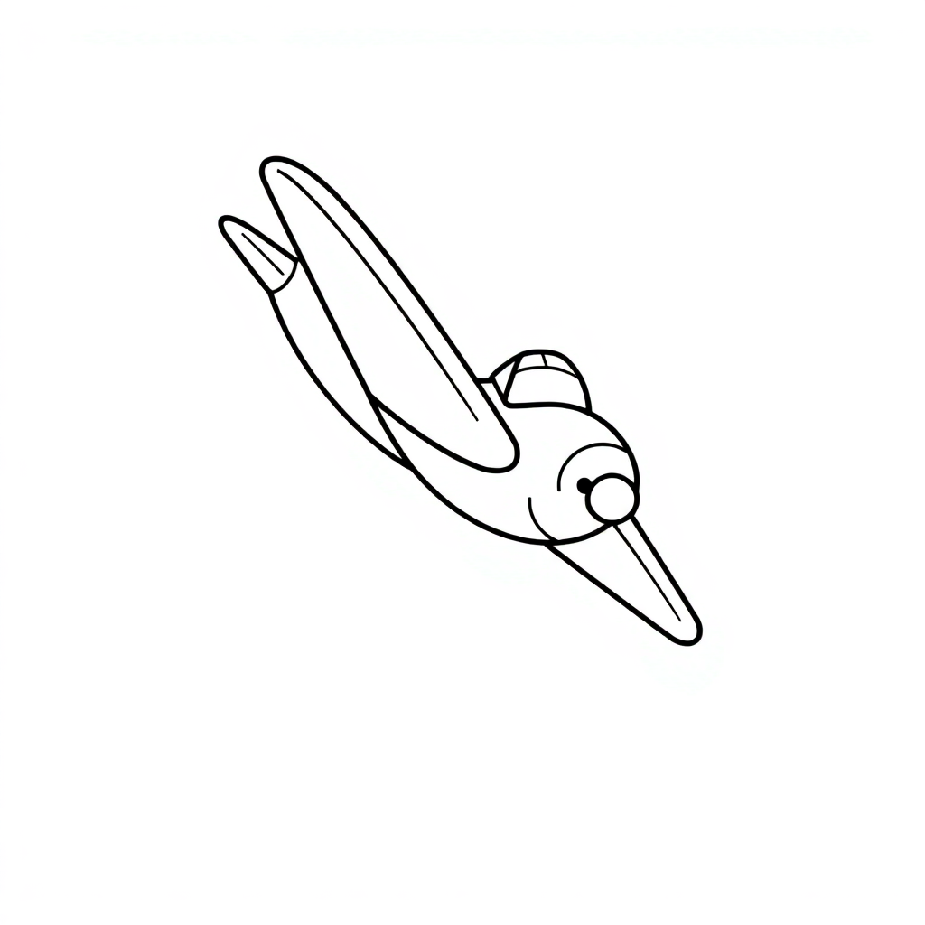 Funny Airplane Flying Coloring Page