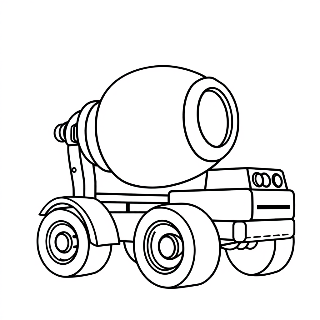 Funny Cement Mixer Coloring Page