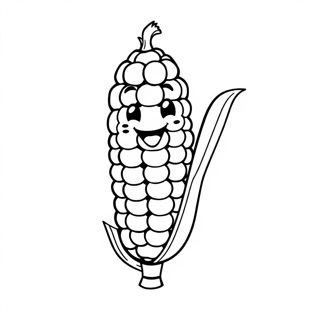 Funny Corn On Cob Coloring Page