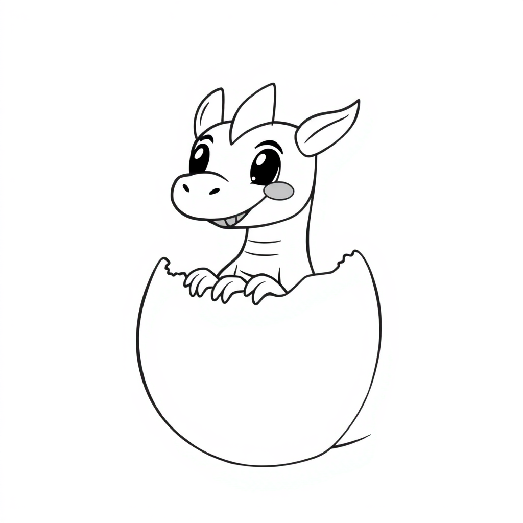 Funny Dragon Egg Hatching Coloring Page