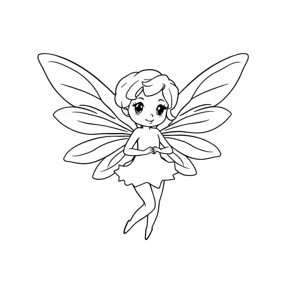 Funny Fairy With Wings Coloring Page
