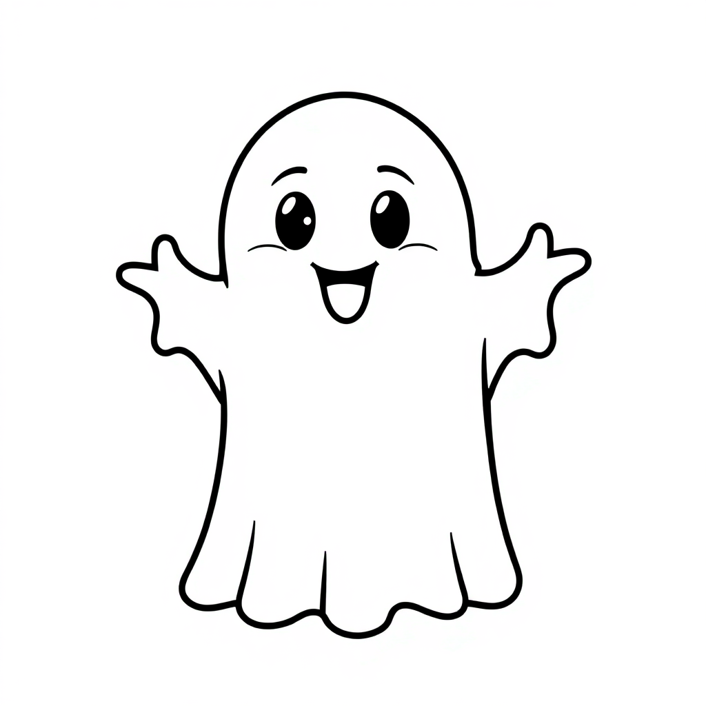 Funny Ghost Friendly Coloring Page