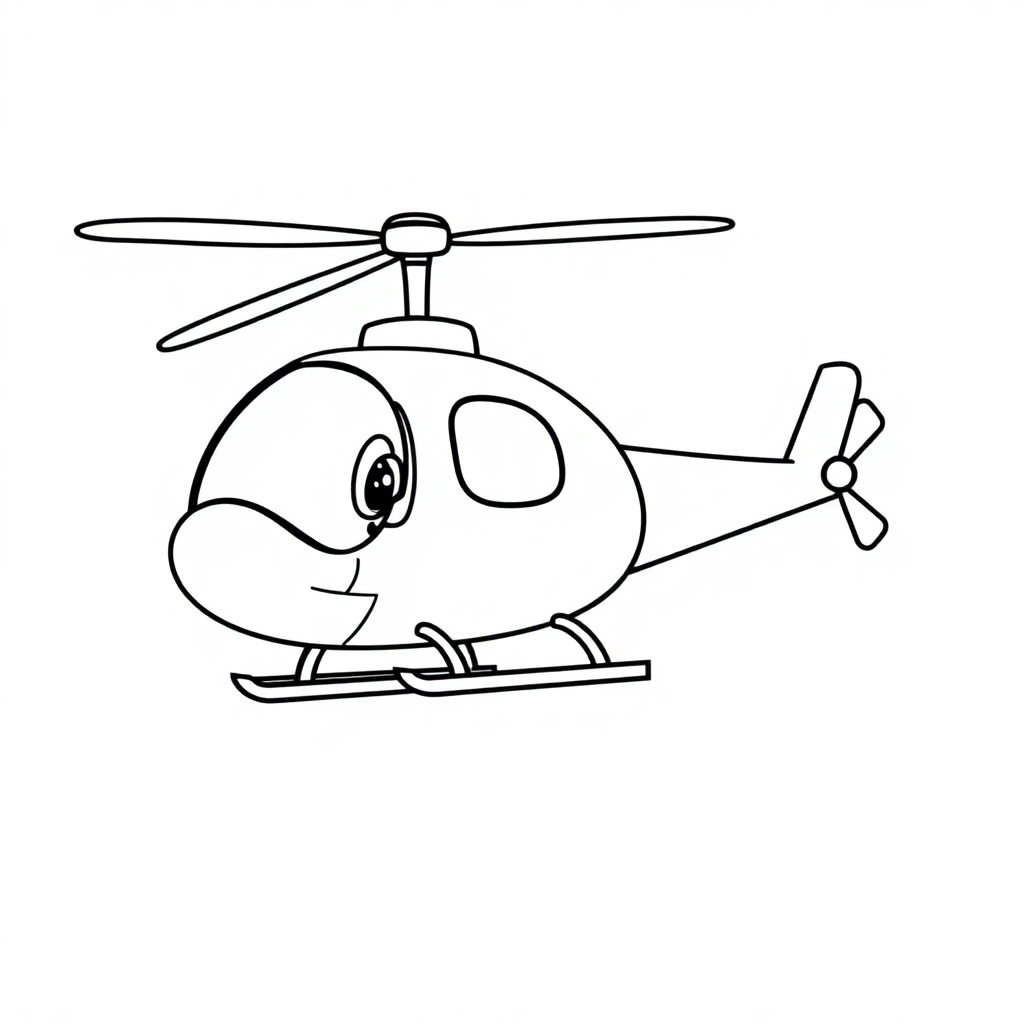 Funny Helicopter Flying Coloring Page