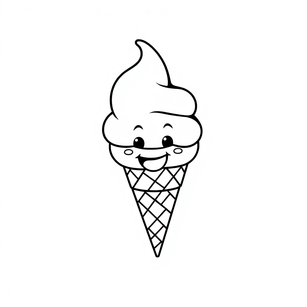 Funny Ice Cream Cone Coloring Page