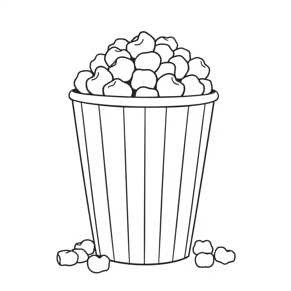 Funny Popcorn Bucket Coloring Page