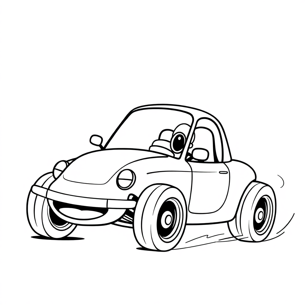 Funny Race Car Speeding Coloring Page