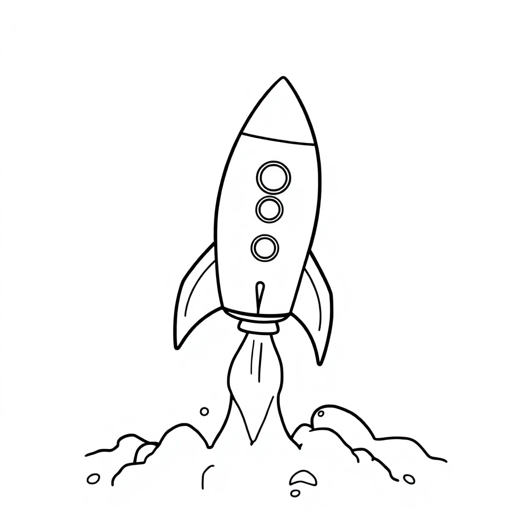 Funny Rocket Launching Coloring Page