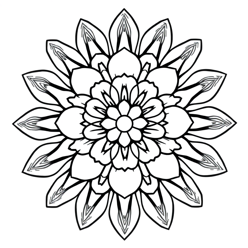 Funny Rose Mandala Pattern Coloring Page
