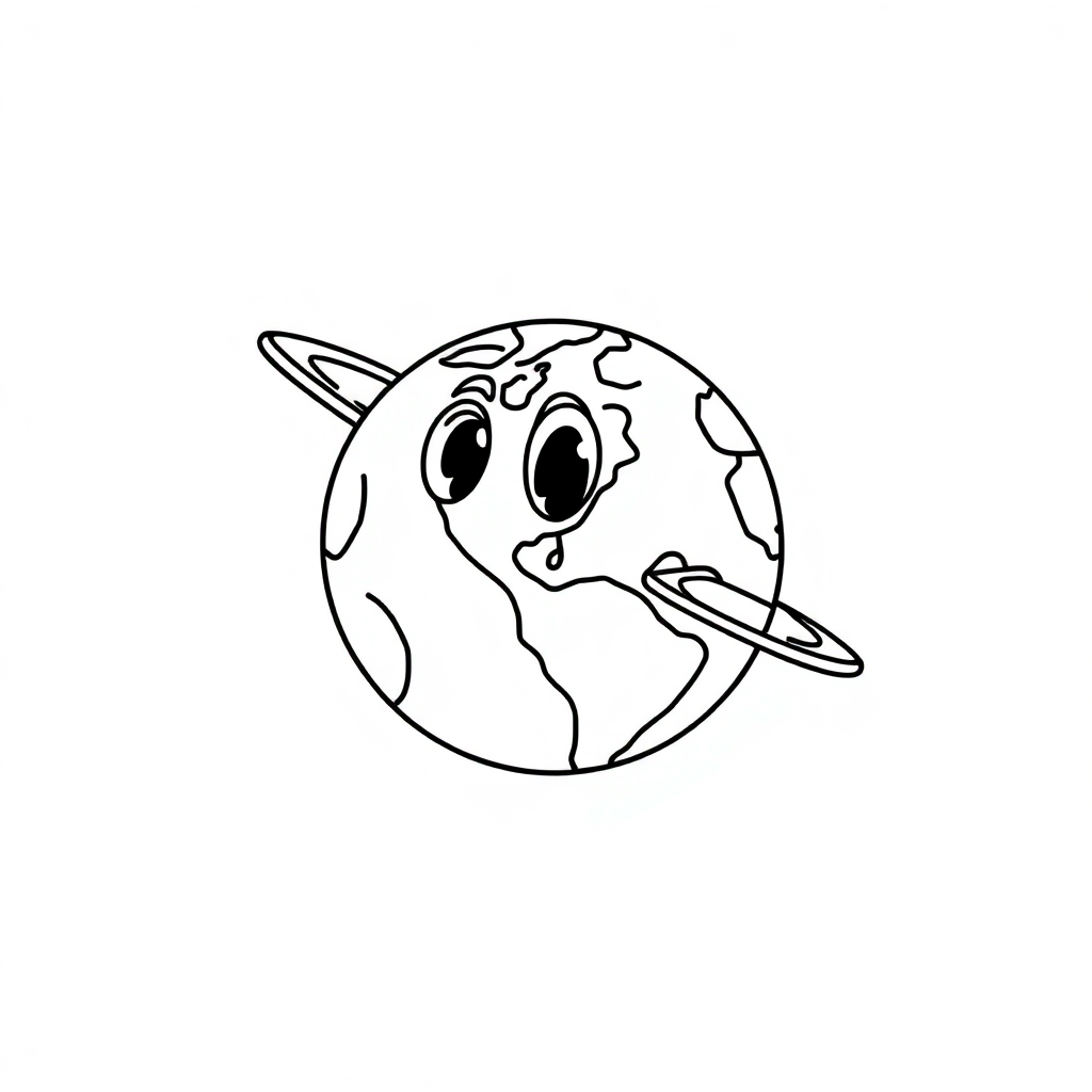 Funny Satellite Orbiting Earth Coloring Page