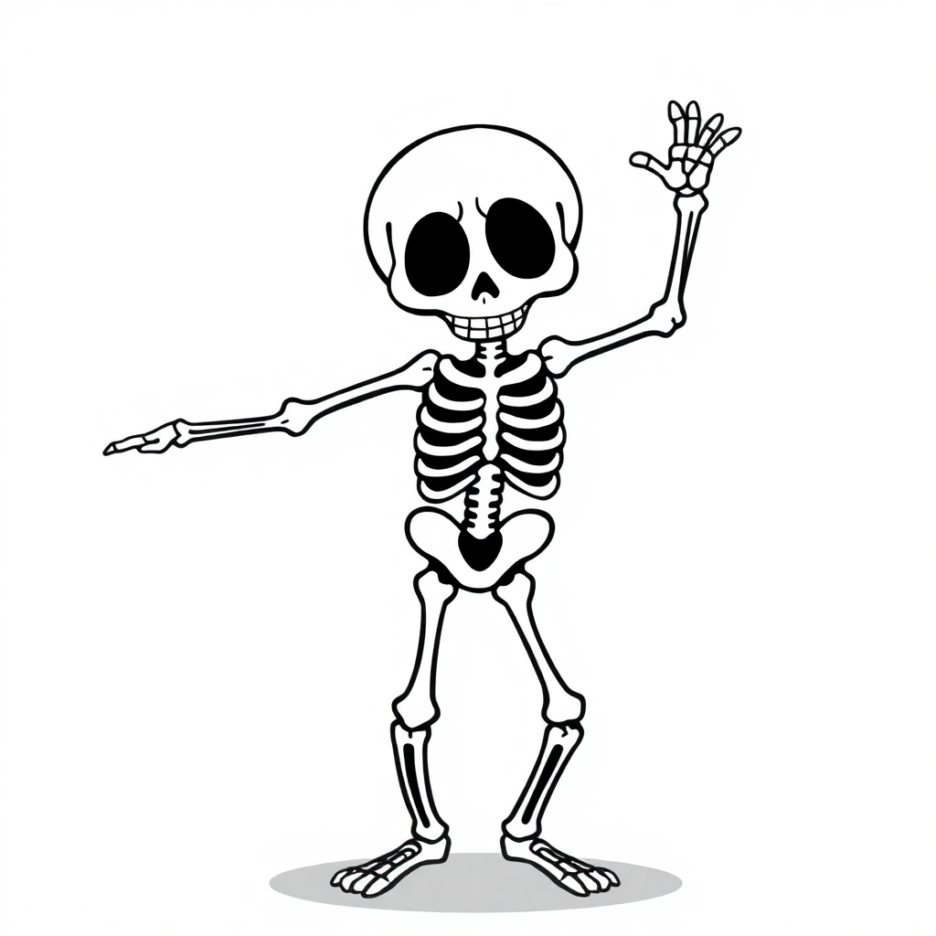 Funny Skeleton Dancing Coloring Page