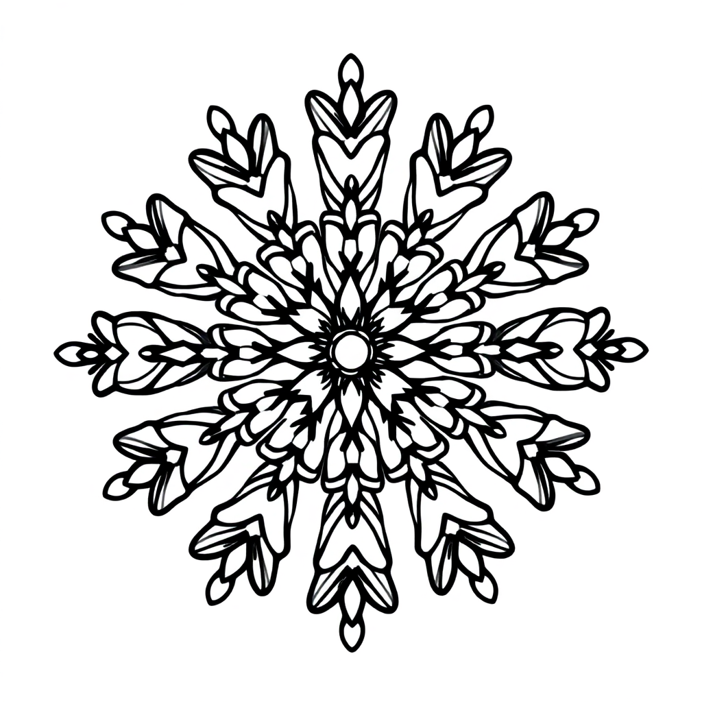 Funny Snowflake Mandala Coloring Page