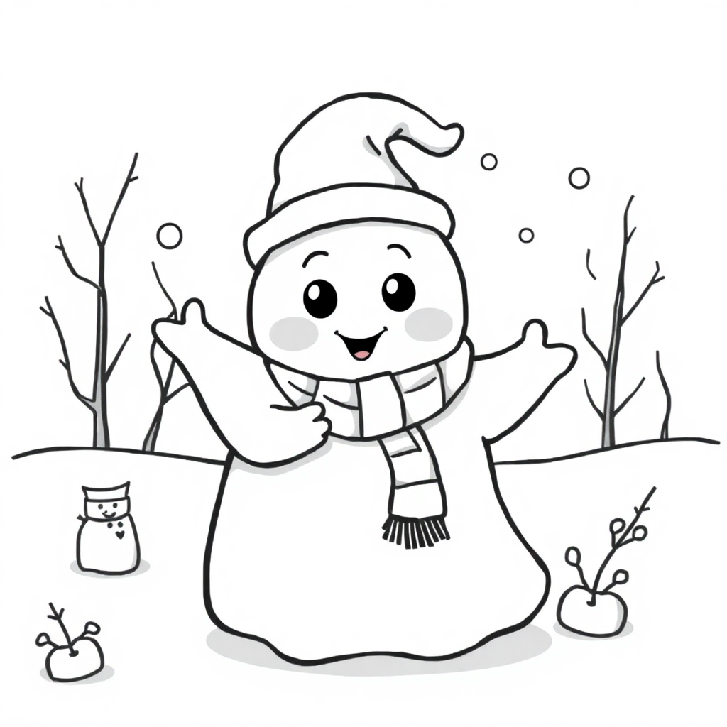 Ghost Friendly In Winter Coloring Page