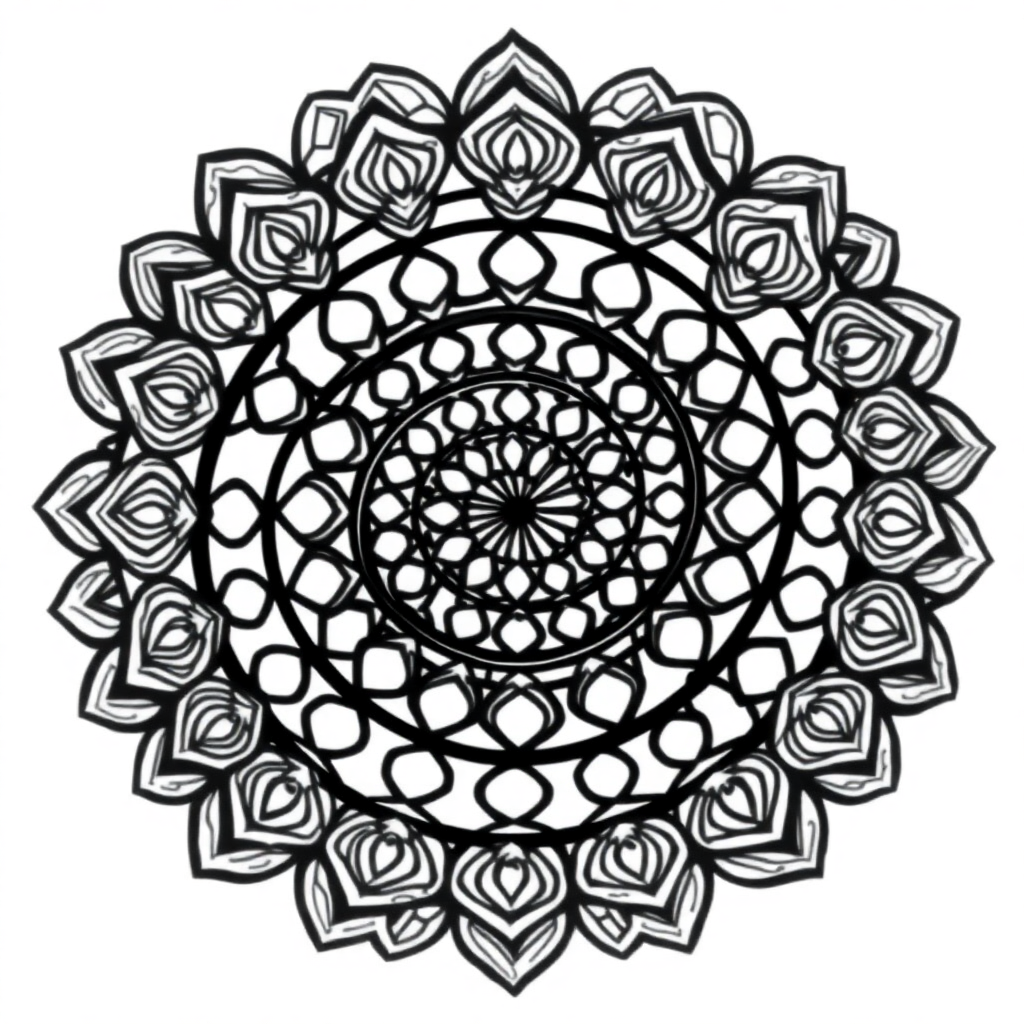 Giant Abstract Spiral Mandala Coloring Page