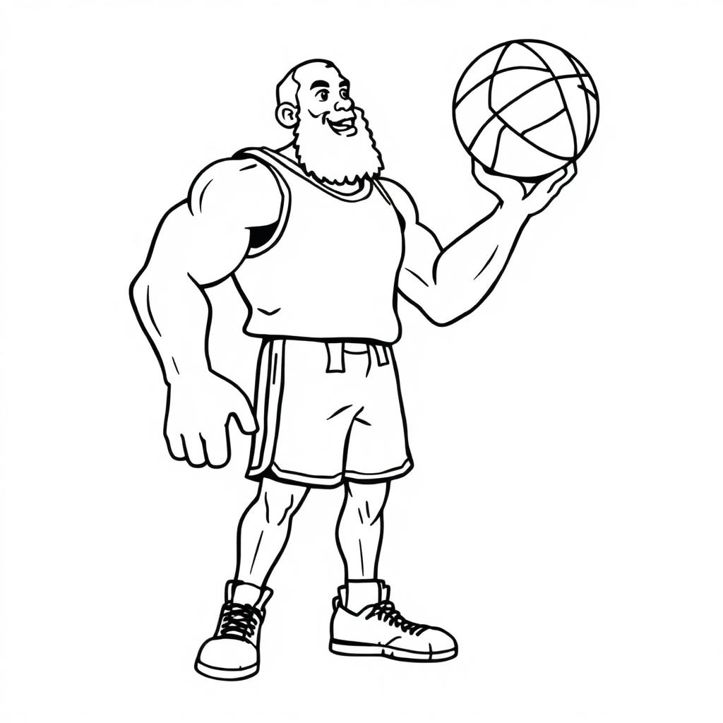Giant Basketball Player Coloring Page