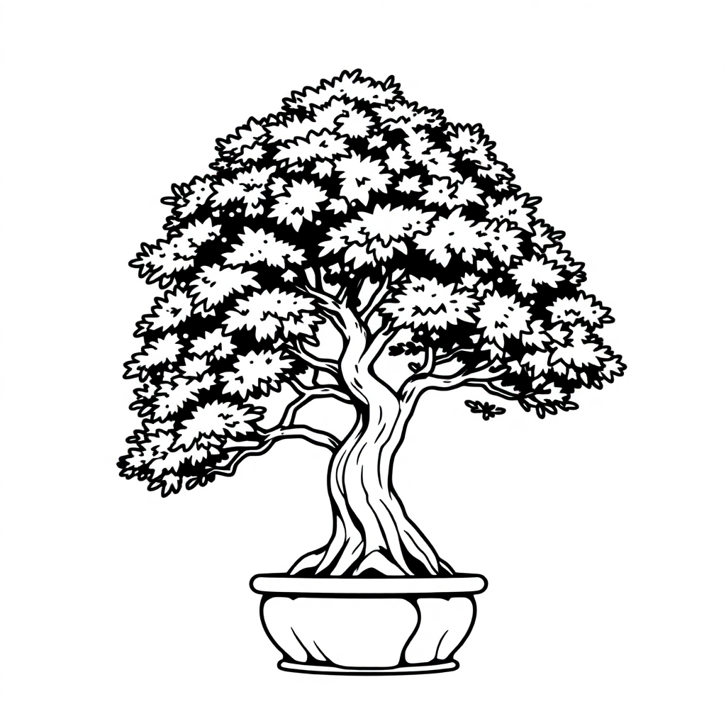 Giant Bonsai Tree Coloring Page