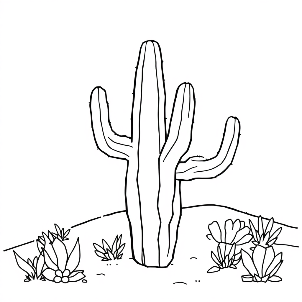 Giant Cactus Desert Coloring Page