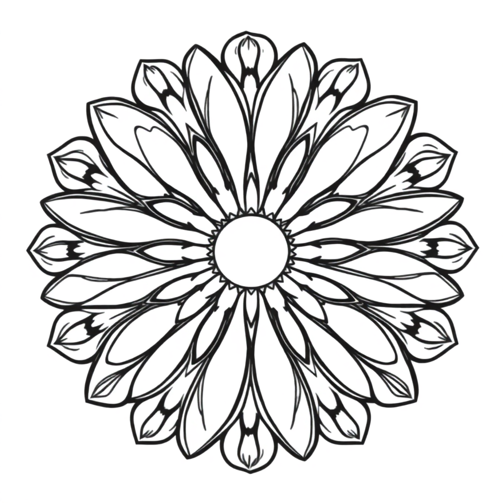 Giant Circular Mandala With Petals Coloring Page