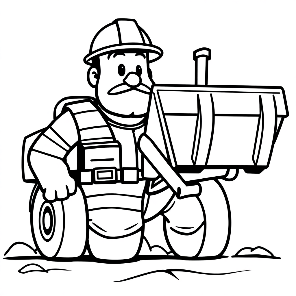 Giant Construction Worker Coloring Page