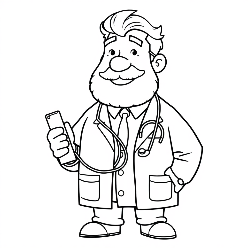 Giant Doctor With Stethoscope Coloring Page