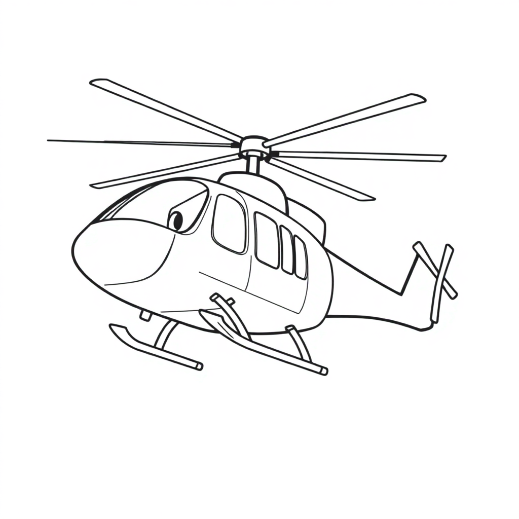 Giant Helicopter Flying Coloring Page