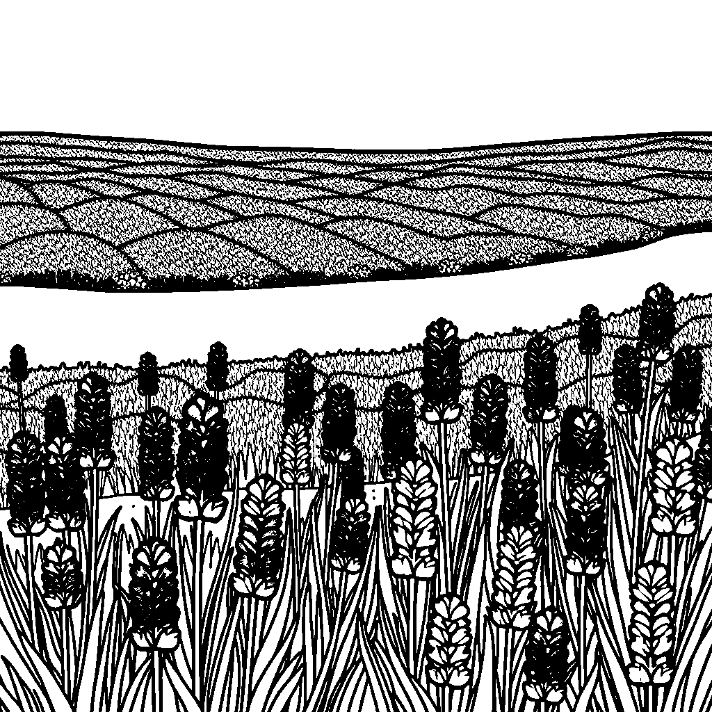 Giant Lavender Field Coloring Page