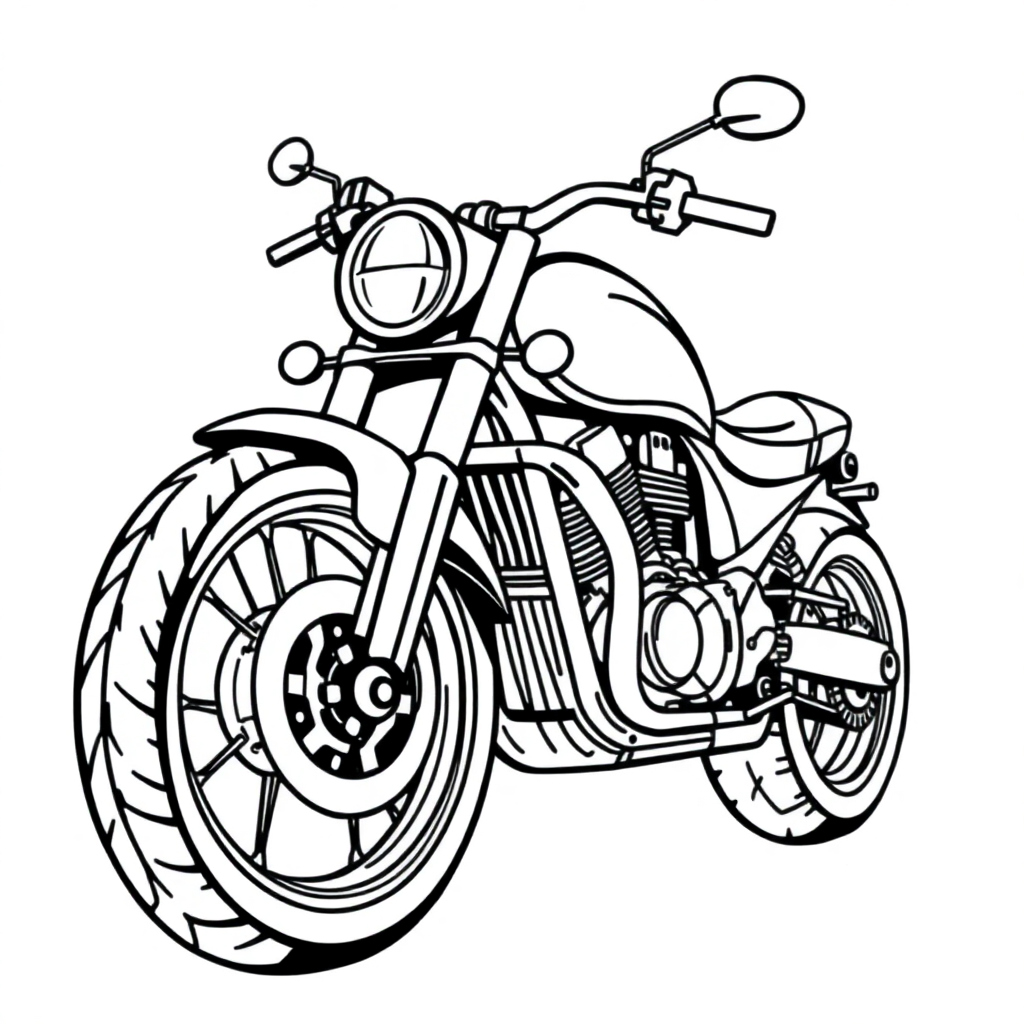 Giant Motorcycle Coloring Page