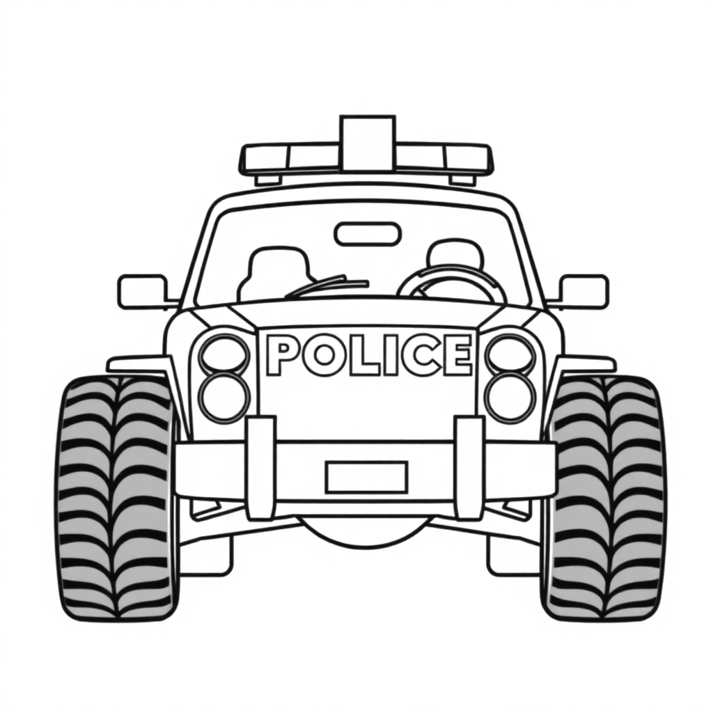 Giant Police Car Coloring Page