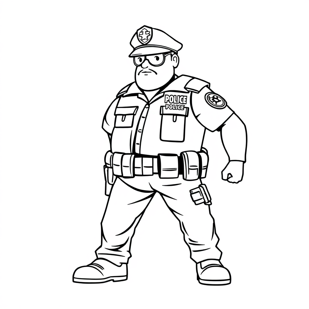 Giant Police Officer Coloring Page