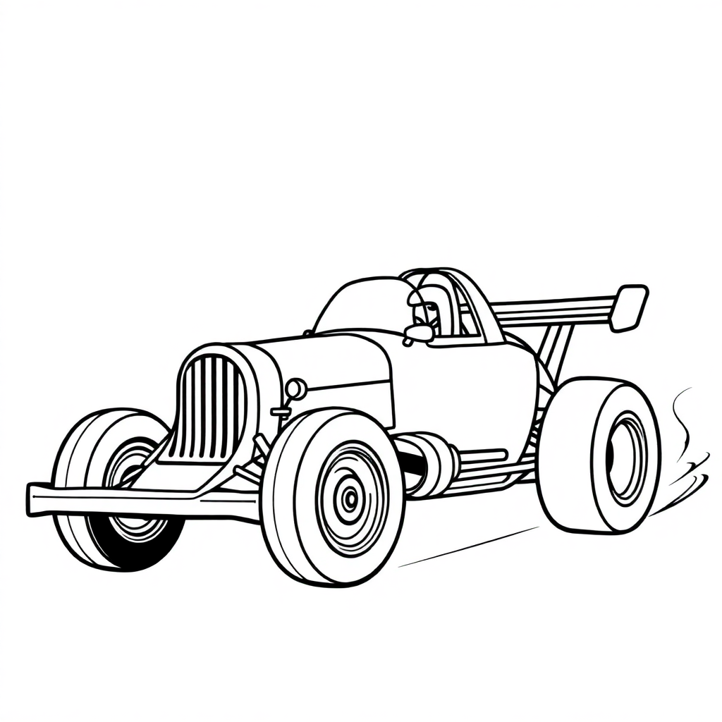 Giant Race Car Speeding Coloring Page